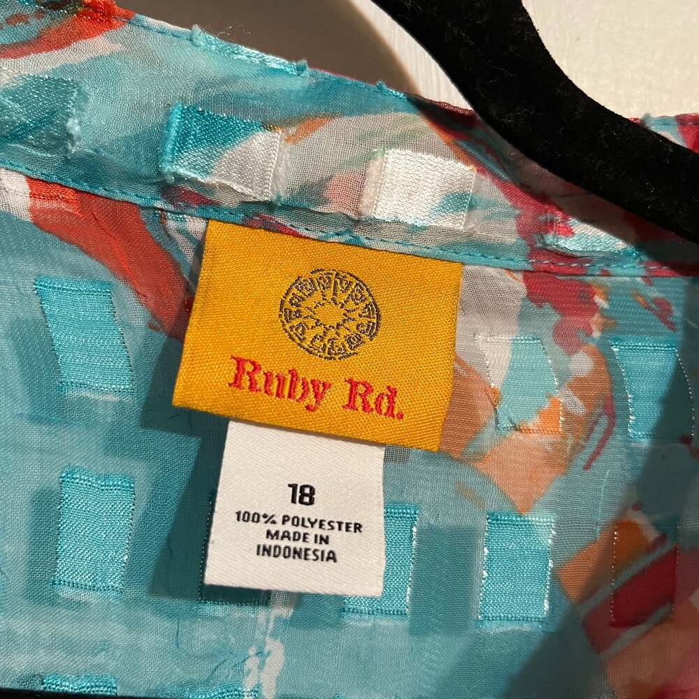 Ruby Rd. Sheer Long Sleeve Blouse Button Up Long … - image 2